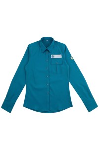 網上訂購女裝長袖恤衫  訂做左前胸袋口  旅遊景點客服中心  物業管理 恤衫供應商  R372